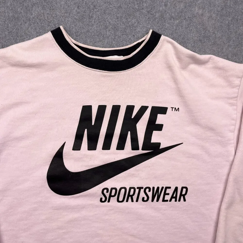nike sportswear archive sweatshirt pink cropped swoosh large‎